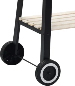 Verrijdbare Barbecue – Houtskool/Briketten - Verstelbare Grillplaat – Houten Tafel – Winscherm – Gewicht 5.9kg -Bbq Promotiewinkel 1049x1200