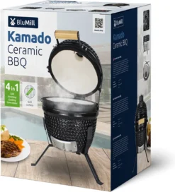BluMill Kamado BBQ Egg - Kamado 13 Inch - Incl. Vlees Thermometer - Houtskoolbarbecues - Zwart - Ø 27cm -Bbq Promotiewinkel 1090x1200