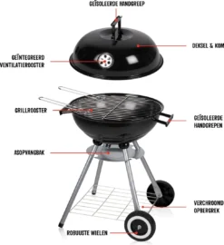 BBQ Collection Houtskoolbarbecue - Kogelbarbecue 45 X 60 Centimeter - Ronde Barbecue - Barbecue Op Wielen - Zwart - Metaal -Bbq Promotiewinkel 1098x1200
