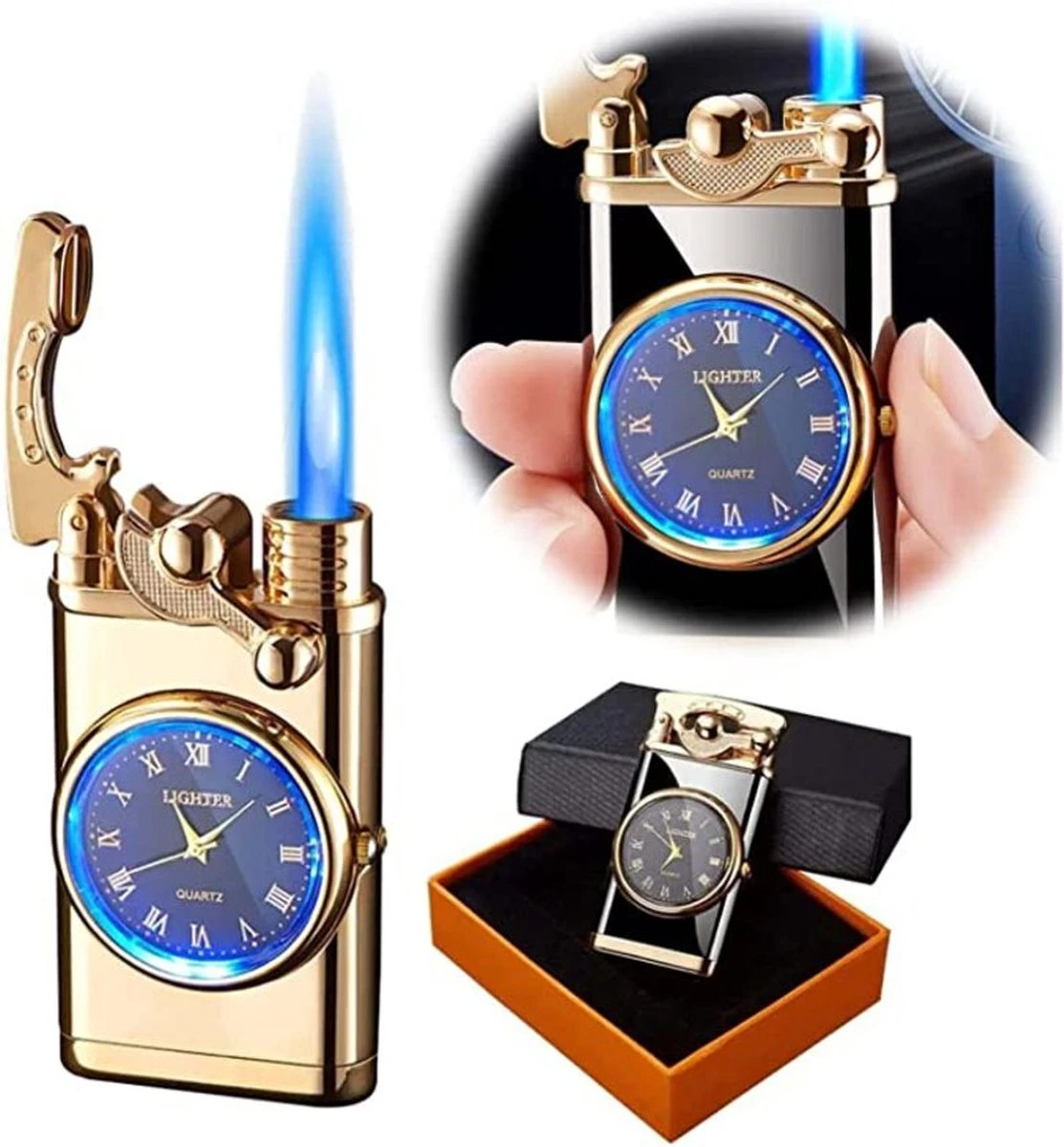 Flametimer Exclusieve Aansteker Met Horloge, 2 Stuks Willekeurig, Winddichte Draagbare Kaars Aansteker Voor Kaars Koken BBQ, Vuurwerk, Zak Zaklamp Aansteker Met Geschenkdoos, Cool Gift 2 Flametimer Exclusieve Aansteker Met Horloge, 2 Stuks Willekeurig, Winddichte Draagbare Kaars Aansteker Voor Kaars Koken BBQ, Vuurwerk, Zak Zaklamp Aansteker Met Geschenkdoos, Cool Gift - Afbeelding 2