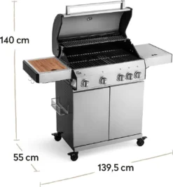 Burnhard Gas BBQ Big FRED Deluxe - 4 Branders - Incl. Keramische Infraroodbrander & Afdekhoes - Deluxe -Bbq Promotiewinkel 1113x1200