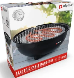 Alpina Elektrische BBQ - Tafel-Barbecue - Geen Rook - Binnen Barbecueën - 1250W - Ø 30 Cm - Zwart -Bbq Promotiewinkel 1137x1200 1