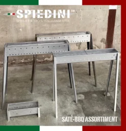 Spiedini Saté-bbq Bali 40 Mini - Kleine, Smalle Houtskoolbarbecue Met Horizontaal Rooster Voor Sate Of Andere Spiesjes - 40 Cm Lang, 11 Cm Breed, 14 Cm Hoog - Ideaal Voor Tuin- Of Open Haard, Of Balkon - Materiaal: Gealuminiseerd Ijzer -Bbq Promotiewinkel 1153x1200