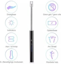 Merkloos BBQ Aansteker Oplaadbaar Met Usb Kabel - Elektrische Keuken Aansteker - Flexibele Aansteker - Zwart -Bbq Promotiewinkel 1155x1200