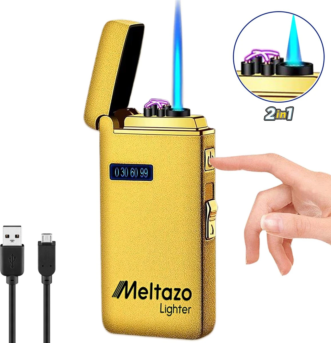 MELTAZO Elektrische Aansteker, Aansteker Gas, Electric Lighter, Gasaansteker Navulbaar, Elektronische Aansteker, Aansteker Plasma, Aansteker Vuurwerk, USB Aansteker Plasma, 2-in-1 Aansteker Voor Sigaretten Camping Kaarsen - 2023 Editie 1 MELTAZO Elektrische Aansteker, Aansteker Gas, Electric Lighter, Gasaansteker Navulbaar, Elektronische Aansteker, Aansteker Plasma, Aansteker Vuurwerk, USB Aansteker Plasma, 2-in-1 Aansteker Voor Sigaretten Camping Kaarsen - 2023 Editie