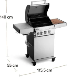 Burnhard Gas BBQ FRED JR. Deluxe - 2 Branders - Incl. Keramische Infraroodbrander & Afdekhoes - Deluxe -Bbq Promotiewinkel 1170x1200
