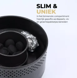 Ozocozy BBQ-ONE Houtskool Tafelbarbecue - Ø30 Cm- Zwart - Incl. Draagtas, Siliconen Bakkwast En RVS-Barbecuetang -Bbq Promotiewinkel 1197x1200