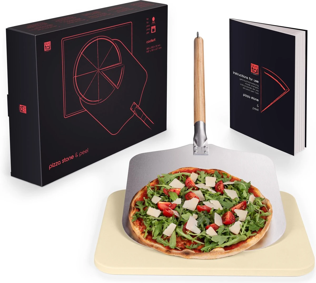 Blumtal - Pizzasteen Met XL Pizza Schep - Professionele Pizza Set - Cordieriet Pizza Stone 1 Blumtal - Pizzasteen Met XL Pizza Schep - Professionele Pizza Set - Cordieriet Pizza Stone