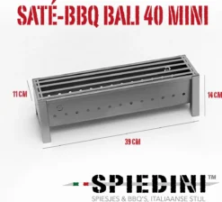 Spiedini Saté-bbq Bali 40 Mini - Kleine, Smalle Houtskoolbarbecue Met Horizontaal Rooster Voor Sate Of Andere Spiesjes - 40 Cm Lang, 11 Cm Breed, 14 Cm Hoog - Ideaal Voor Tuin- Of Open Haard, Of Balkon - Materiaal: Gealuminiseerd Ijzer -Bbq Promotiewinkel 1200x1086