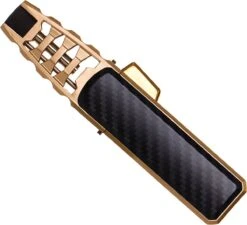 Merkloos Turbo Jetflame Aansteker - Gasbrander - Vuurwerk Torch - Crème Brûlée Brander - BBQ En Sigaren Aansteker - Windproof - Carbon Met Goudkleurige Metalen Behuizing -Bbq Promotiewinkel 1200x1094