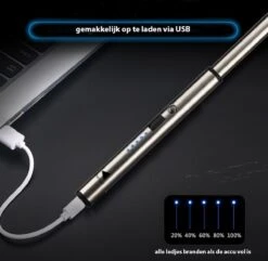 Oplaadbare Lange Dunne Elektrische Aansteker - Duurzame Plasma Aansteker - Inclusief Cadeauverpakking - BBQ – Kaarsen – Zilver -Bbq Promotiewinkel 1200x1170 5