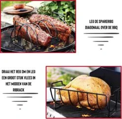 Rednas Sparerib Rek Bbq - Incl. Bakkwast - Bbq Rek - Bbq Accessoires - Rib Rack - Kiphouder - Bbq Gereedschap -Bbq Promotiewinkel 1200x1171 3