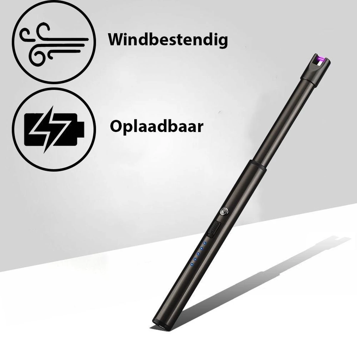 Oplaadbare Lange Dunne Elektrische Aansteker - Duurzame Plasma Aansteker - Inclusief Cadeauverpakking - BBQ – Kaarsen - Zwart 2 Oplaadbare Lange Dunne Elektrische Aansteker - Duurzame Plasma Aansteker - Inclusief Cadeauverpakking - BBQ – Kaarsen - Zwart - Afbeelding 2