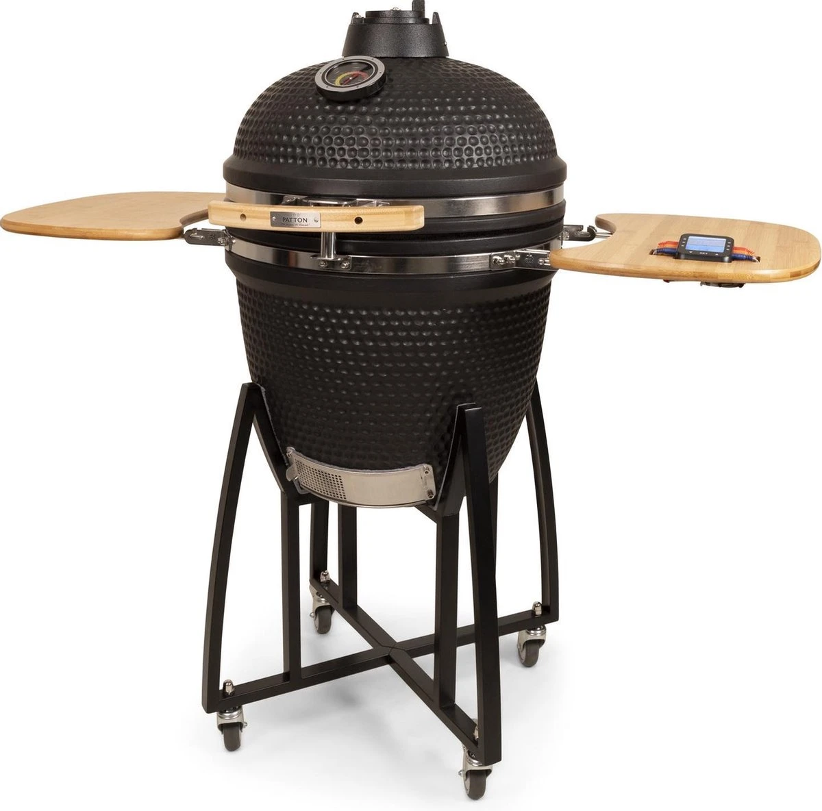 Patton - Kamado 21" - Premium Black - Keramische Barbecue - Incl. Bluetooth Kerntemperatuurmeter - LED Verlichting - Large - Compleet - Zwart 5 Patton - Kamado 21" - Premium Black - Keramische Barbecue - Incl. Bluetooth Kerntemperatuurmeter - LED Verlichting - Large - Compleet - Zwart - Afbeelding 5