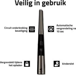 Oplaadbare Lange Elektrische Aansteker - Duurzame Plasma Aansteker – Luxe Aansteker - Inclusief Cadeauverpakking - BBQ – Kaarsen - Zwart -Bbq Promotiewinkel 1200x1188 3