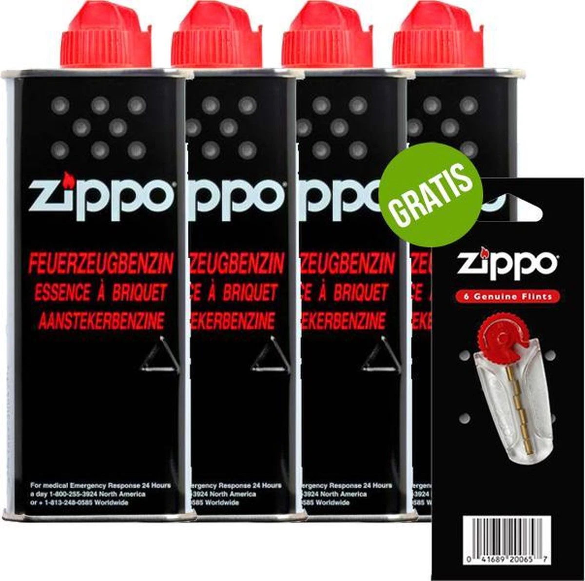 4 X Zippo Aansteker Benzine / Vloeistof + Gratis Vuursteentjes 1 4 X Zippo Aansteker Benzine / Vloeistof + Gratis Vuursteentjes