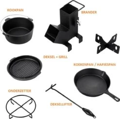 Dutch Mountains Gietijzeren Pannenset 7-delig - Dutch Oven – Braadpan - Grillpan - Hapjespan - Kookset In Houten Transportkist - Deksellifter - Brander -Bbq Promotiewinkel 1200x1197 8