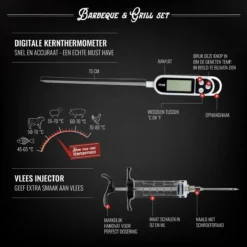 Mountain Jack® 40-Delige Luxe BBQ Grill Accessoires Set In Roestvrij Staal – Barbecue Gereedschap – Tangenset, Vlees Thermometer, Vleestang, Borstel, Spiezen, Vleesmes, Vleesvork -Bbq Promotiewinkel 1200x1199 5