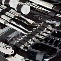 Mountain Jack® 40-Delige Luxe BBQ Grill Accessoires Set In Roestvrij Staal – Barbecue Gereedschap – Tangenset, Vlees Thermometer, Vleestang, Borstel, Spiezen, Vleesmes, Vleesvork -Bbq Promotiewinkel 1200x1199 6