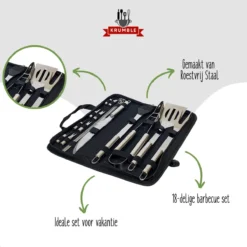 Krumble 18-delige Barbecue Set / Roestvrijstalen BBQ Set Van 18 / Inclusief Handige Opbergtas - RVS -Bbq Promotiewinkel 1200x1200 321