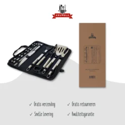 Krumble 18-delige Barbecue Set / Roestvrijstalen BBQ Set Van 18 / Inclusief Handige Opbergtas - RVS -Bbq Promotiewinkel 1200x1200 322