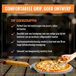 Inpro Pizzaschep RVS - Rond - Voor BBQ En Oven - Pizzaspatel - Taartschep - Houten Handvat - BBQ Gereedschap - Keukengerei - 30 Cm Diameter - Spatel -Bbq Promotiewinkel 1200x1200 325