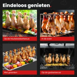 GrillX Kippenvleugelhouder - Kiphouder Voor BBQ & Oven - RVS - BBQ Accesoires -Bbq Promotiewinkel 1200x1200 335