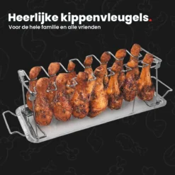 GrillX Kippenvleugelhouder - Kiphouder Voor BBQ & Oven - RVS - BBQ Accesoires -Bbq Promotiewinkel 1200x1200 337