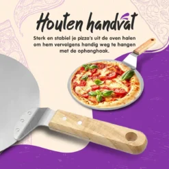 Nowad Pizzaschep RVS Rond Voor BBQ En Oven - 30,5 Cm - Pizzaspatel - Taartschep - Houten Handvat - Ophangbaar - Rond - Vaatwasbestendig - Keukenaccessoires -Bbq Promotiewinkel 1200x1200 357