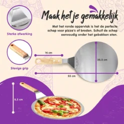Nowad Pizzaschep RVS Rond Voor BBQ En Oven - 30,5 Cm - Pizzaspatel - Taartschep - Houten Handvat - Ophangbaar - Rond - Vaatwasbestendig - Keukenaccessoires -Bbq Promotiewinkel 1200x1200 362