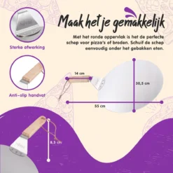 Nowad Pizzaschep RVS Rond Voor BBQ En Oven - 30,5 Cm - Pizzaspatel - Taartschep - Houten Handvat - Ophangbaar - Rond - Vaatwasbestendig - Keukenaccessoires -Bbq Promotiewinkel 1200x1200 366