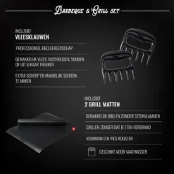 Mountain Jack® 40-Delige Luxe BBQ Grill Accessoires Set In Roestvrij Staal – Barbecue Gereedschap – Tangenset, Vlees Thermometer, Vleestang, Borstel, Spiezen, Vleesmes, Vleesvork -Bbq Promotiewinkel 1200x1200 378
