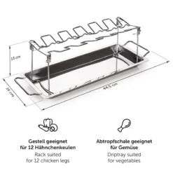 Blumtal BBQ Rek - Robuuste Roestvrijstalen Kippenpoot Rek - Voor 12 Poten - Kippengrillstandaard - Vaatwasmachinebestendig -Bbq Promotiewinkel 1200x1200 403
