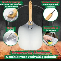 Ecowize Pizzaschep Voor BBQ En Oven - Aluminium Pizzaspatel Vierkant 30cm Met Inklapbaar Handvat - Met Extra Professionele Pizzasnijder -Bbq Promotiewinkel 1200x1200 416