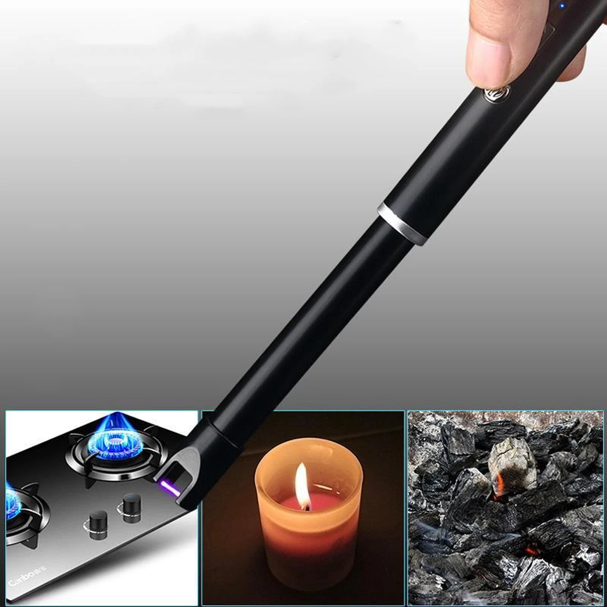 Oplaadbare Lange Dunne Elektrische Aansteker - Duurzame Plasma Aansteker - Inclusief Cadeauverpakking - BBQ – Kaarsen - Zwart 3 Oplaadbare Lange Dunne Elektrische Aansteker - Duurzame Plasma Aansteker - Inclusief Cadeauverpakking - BBQ – Kaarsen - Zwart - Afbeelding 3