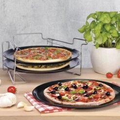 Merkloos Pizzaplaat Bakset Met 3 Bakplaten 16 X 31 Cm- Pizza Rek 3-delig - Pizzabakset Met Standaard/rek -Bbq Promotiewinkel 1200x1200 477