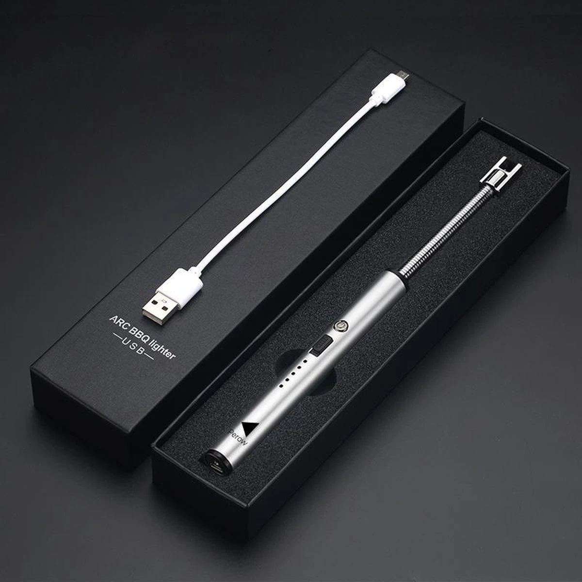 Oplaadbare Lange Elektrische Aansteker Buigbaar - Buigbare Aansteker - Duurzame Plasma Aansteker - Inclusief Cadeauverpakking - BBQ – Kaarsen – Zilver 5 Oplaadbare Lange Elektrische Aansteker Buigbaar - Buigbare Aansteker - Duurzame Plasma Aansteker - Inclusief Cadeauverpakking - BBQ – Kaarsen – Zilver - Afbeelding 5