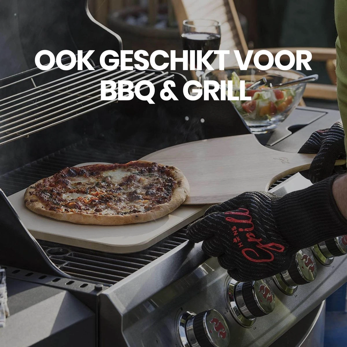 Buxibo 2in1 Pizzasteen - Voor BBQ & Oven - Inclusief Serveer Plank - Pizzabord/Pizzaplank - 30.5 X 38.1 X 1.4 Cm 4 Buxibo 2in1 Pizzasteen - Voor BBQ & Oven - Inclusief Serveer Plank - Pizzabord/Pizzaplank - 30.5 X 38.1 X 1.4 Cm - Afbeelding 4
