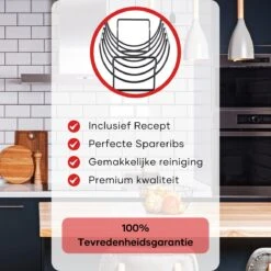 PROKING Sparerib Barbecue Rek – BBQ Accessoires – Inclusief Sparerib Recept – Anti-aanbak Lag – 35 X 19.5 X 11.5 CM -Bbq Promotiewinkel 1200x1200 559