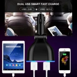 Auto Sigarettenaansteker Splitter - Losse Oplader - USB 2.0 A/USB 3.0 A 2 Poorten - Zwart - Snellader - Splitter - Auto Lader USB -Bbq Promotiewinkel 1200x1200 585