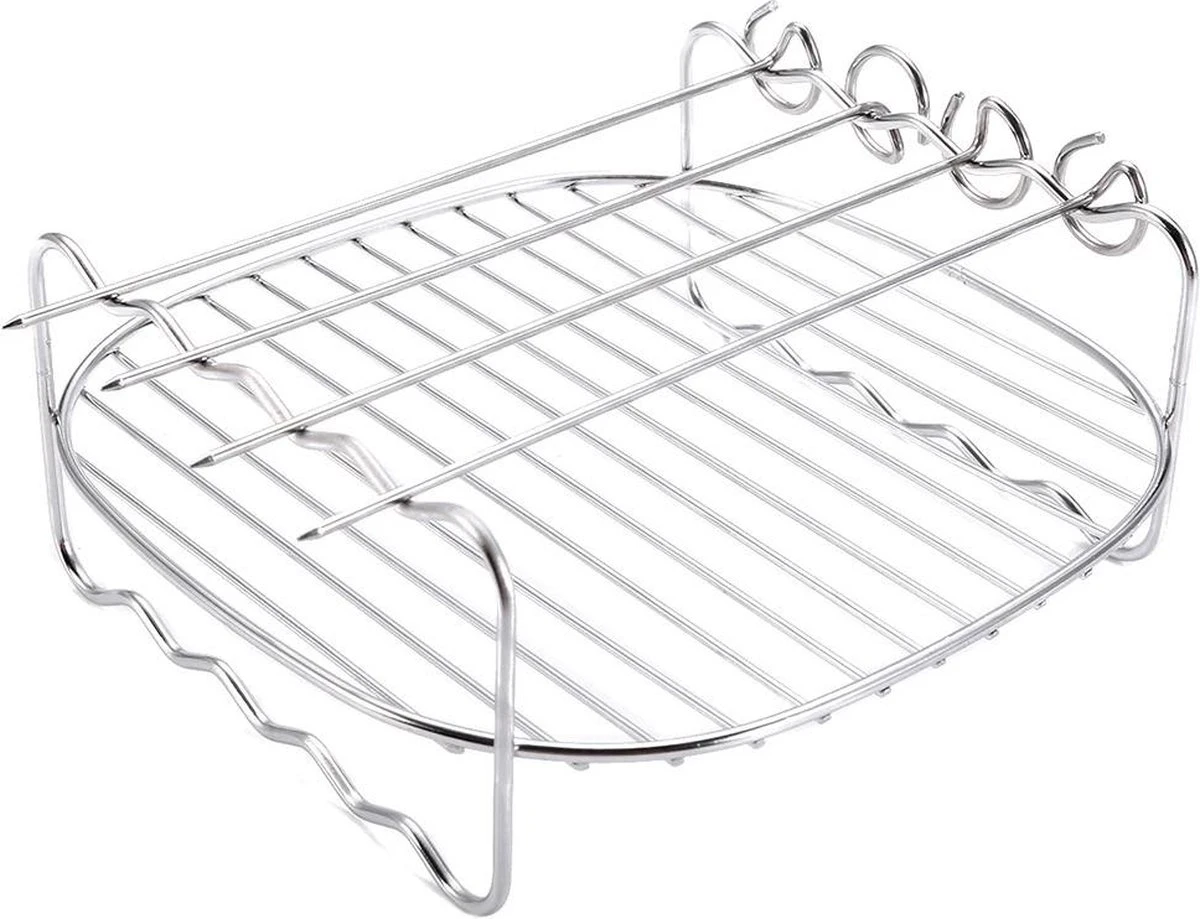 Merkloos Grillrooster - Incl. 4 Spiezen - Barbeque Benodigdheden - Zilver - Able & Borret 1 Merkloos Grillrooster - Incl. 4 Spiezen - Barbeque Benodigdheden - Zilver - Able & Borret