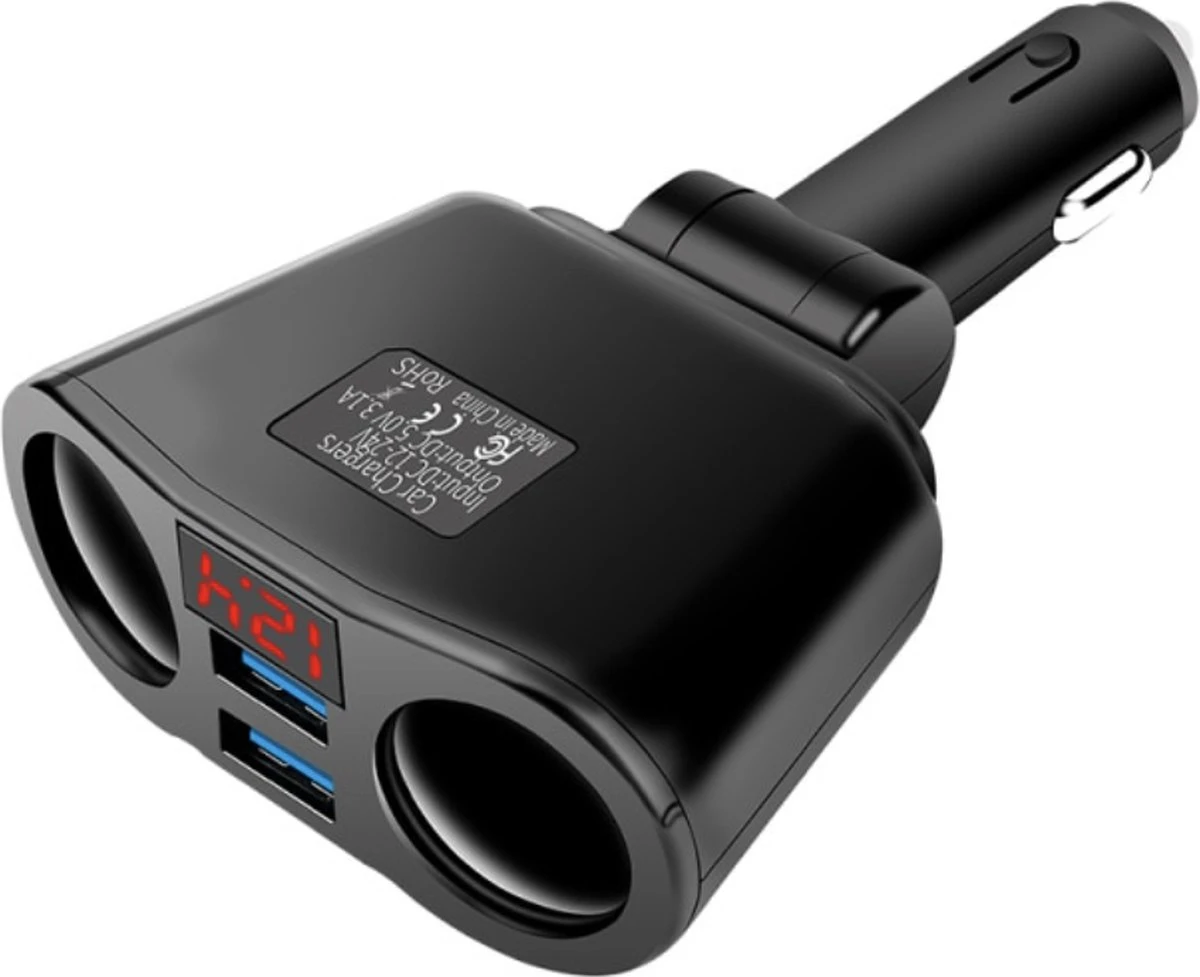 Auto Sigarettenaansteker Splitter - USB Ingang Auto - 2 Sigaretten Aansluitingen - Autolader 2 Auto Sigarettenaansteker Splitter - USB Ingang Auto - 2 Sigaretten Aansluitingen - Autolader - Afbeelding 2