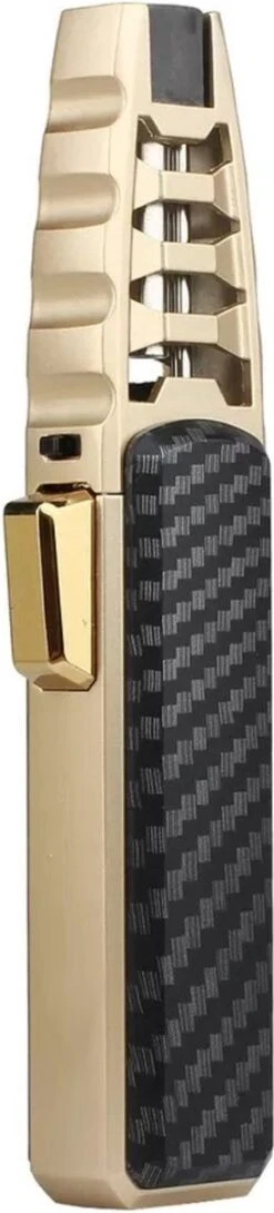 Merkloos Turbo Jetflame Aansteker - Gasbrander - Vuurwerk Torch - Crème Brûlée Brander - BBQ En Sigaren Aansteker - Windproof - Carbon Met Goudkleurige Metalen Behuizing -Bbq Promotiewinkel 272x1200 2