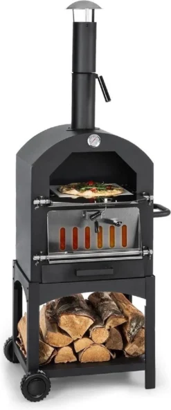 MaxxGarden Pizza Oven Buiten - Houtskool – Incl. Pizzasteen - 45x65x158cm