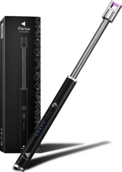 Oplaadbare Lange Elektrische Aansteker Buigbaar - Buigbare Aansteker - Duurzame Plasma Aansteker - Inclusief Cadeauverpakking - BBQ - Kaarsen - Zwart