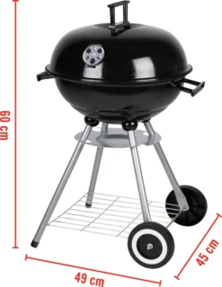 BBQ Collection Houtskoolbarbecue - Kogelbarbecue 45 X 60 Centimeter - Ronde Barbecue - Barbecue Op Wielen - Zwart - Metaal -Bbq Promotiewinkel 925x1200